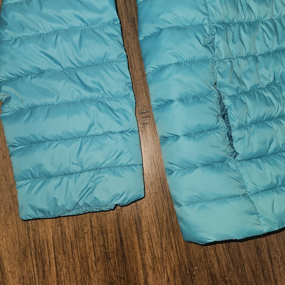 Lands' End Kids Aqua Hooded Puffer Jacket